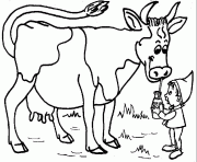 Coloriage vache qui boit du lait