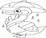 Coloriage un canard avec un parapluie