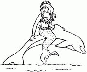 Coloriage sirene sur un dauphin