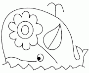 Coloriage baleine et fleur