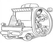 Coloriage zootopie judith en voiture de police