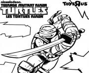 Coloriage tortue ninja vec logo