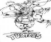 Coloriage tortue ninja team logo