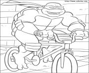 Coloriage tortue ninja en velo