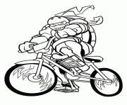 Coloriage tortue ninja en velo casque