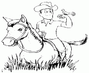 Coloriage un cowboy avec un oiseau sur la main