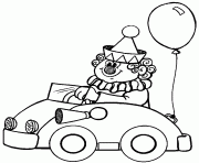 Coloriage cirque clown en voiture