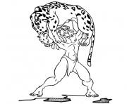 Coloriage tarzan est fort tigre