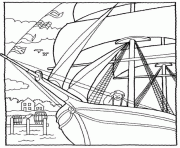 Coloriage bateau vieux voilier