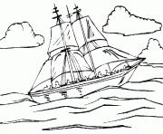 Coloriage bateau voilier en mer