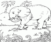 Coloriage un elephant en savane