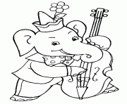 Coloriage elephant qui joue de la guitare