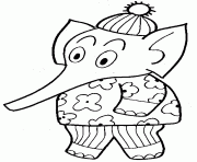 Coloriage un elephant en pyjama