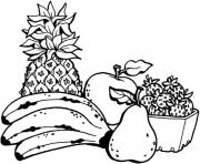 Coloriage annana banane pomme fraises fruits