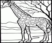 Coloriage girafe et arbre