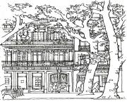 Coloriage architecture maison arbre