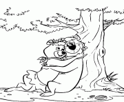 Coloriage Cindy Bear et Yogi sous un arbre