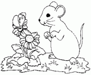 Coloriage fleurs et souris