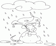 Coloriage souris sous la pluie