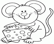 Coloriage souris avec du bon fromage