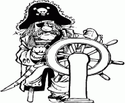 Coloriage capitaine pirate a la barre