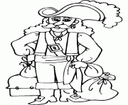 Coloriage pirate avec son tresor