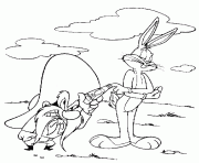 Coloriage Sam le pirate et Bugs Bunny