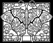 Coloriage adulte difficile papillon fond noir