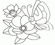 Coloriage fleurs papillon