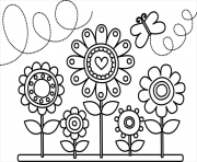 Coloriage fleurs et papillons