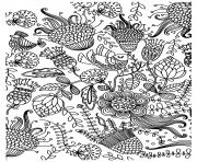 Coloriage antistress oiseaux