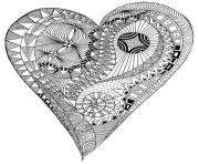 Coloriage adulte coeur zen anti stress heart