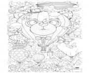 Coloriage adulte montgolfiere zen anti stress a imprimer