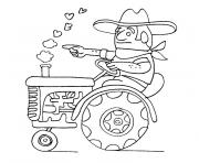 Coloriage tracteur avec fourche