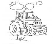 Coloriage tracteur soleil nuage