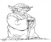 Coloriage yoda star wars tres calme