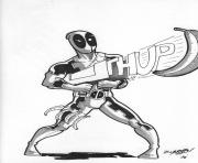 Coloriage deadpool avec fusil