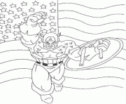 Coloriage captain america devant le drapeau americain