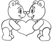 Coloriage coeur nounours 