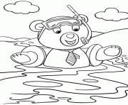 Coloriage dessin de nounours a la mer