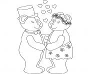 Coloriage mariage nounours