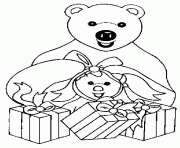 Coloriage nounours avec des cadeaux