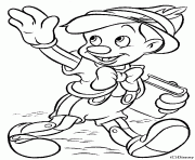 Coloriage Pinocchio sur le chemin de l ecole