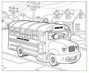 Coloriage bus en direction ecole