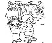 Coloriage rentree maternelle autobus scolaire