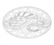 Coloriage mandala dragon 4