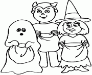 Coloriage des enfants deguise pour faire peur pour Halloween