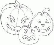 Coloriage 3 citrouilles pour Halloween