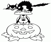 Coloriage le chien Pluto dans une citrouille d Halloween