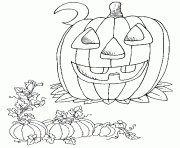 Coloriage une citrouille d Halloween et 4 petit potirons